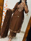 Premium Cotton Kurti Pant Dupatta Set with Hand Embroidery & Cutwork