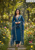 Premium Roman Silk V-Neck Kurti Pant Dupatta Set