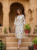 Pure Jaipuri Discharge Print Kurti Pant Set