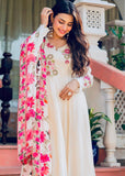Premium Mal Chanderi Anarkali Kurti Pant Dupatta Set
