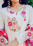 Premium Mal Chanderi Anarkali Kurti Pant Dupatta Set