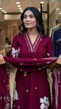 Premium Cotton Kurti Pant Dupatta Set with Embroidery