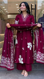 Premium Cotton Kurti Pant Dupatta Set with Embroidery