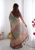 Premium Linen Tissue Silk Saree with Matching Blouse