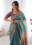 Premium Linen Tissue Silk Saree with Matching Blouse