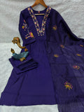 Elegant Straight Kurti Pant With Chanderi Silk Dupatta Set